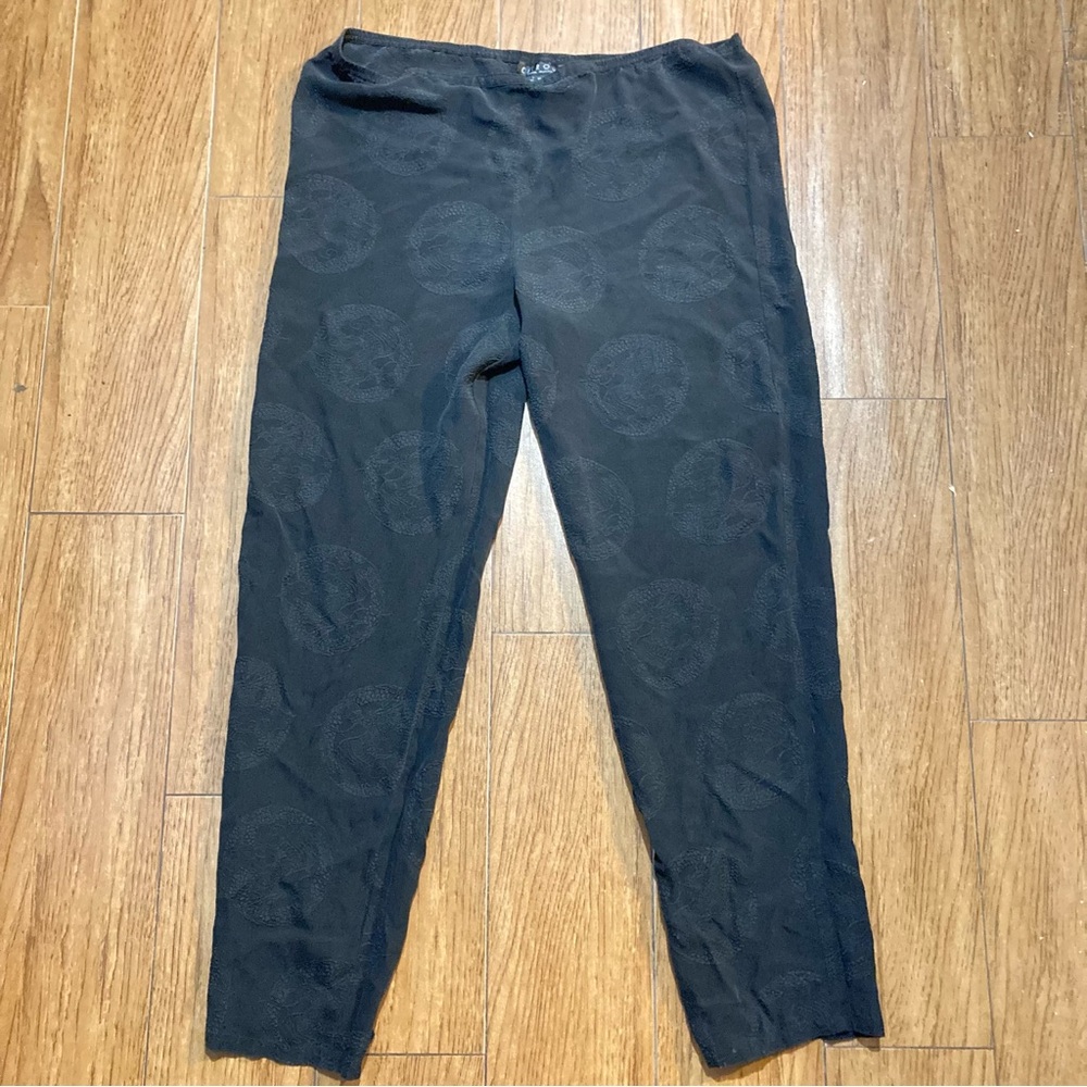 Vintage 90s Black Silk Oriental Pants Sz Medium